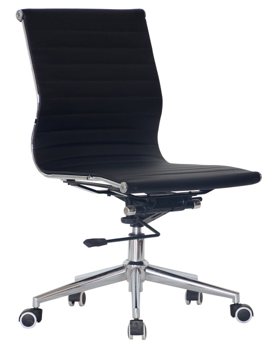 Classic Pleather Medium Back (No Arms) - Black