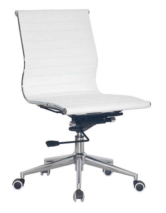 Classic Pleather Medium Back (No Arms) - White