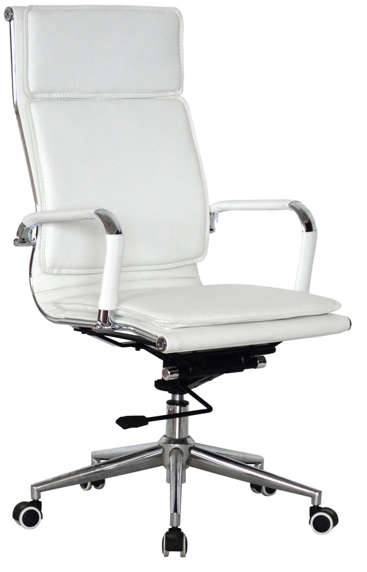 Classic Pleather Flat Cushion High Back - White